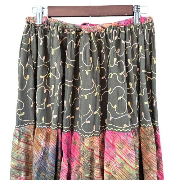 Natural Choice Boho Tiered Maxi Skirt Elastic Waist & Drawstring Free Size - Picture 4 of 11